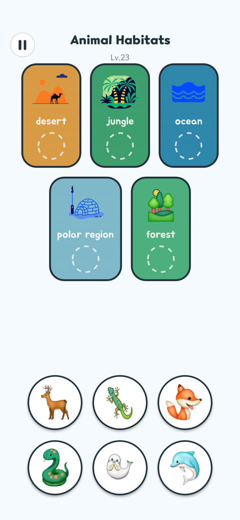 Animal Habitats game screen